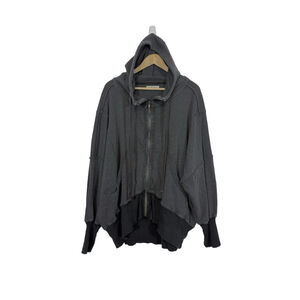 Free People Camden Oversized Hoodie Sweatshirt XS Gray Hi Low Pockets Slouchy